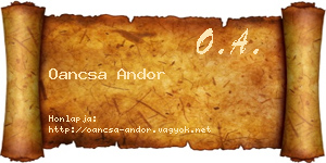 Oancsa Andor névjegykártya